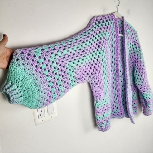 New Handmade Crochet Cardigan Open Front Sweater Premium Acrylic OS - Picture 9 of 16